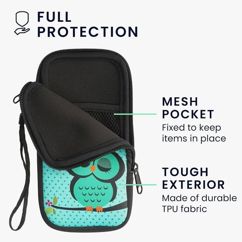 kwmobile Neoprene Sleeve for Smartphone Size XXL - 7" - Shock Absorbing Pouch Case - Protective Phone Bag - Summer Daisy Blue/White/Yellow in Saudi Arabia