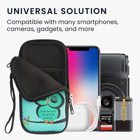 kwmobile Neoprene Sleeve for Smartphone Size XXL - 7" - Shock Absorbing Pouch Case - Protective Phone Bag - Summer Daisy Blue/White/Yellow in Saudi Arabia
