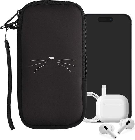 kwmobile Neoprene Sleeve for Smartphone Size XXL - 7" - Shock Absorbing Pouch Case - Protective Phone Bag - Girl and Books Black/Beige in Saudi Arabia