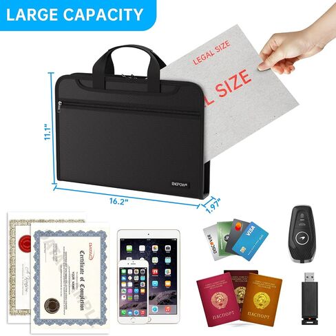 ENGPOW Accordion File Organizer,Legal Size Fireproof Expanding File Folder with Handle & Labels,13 Pockets Large Document Organizer Folder Portable Home Travel Safe Storage for Letter/Legal Files in Kuwait