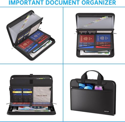 ENGPOW Accordion File Organizer,Legal Size Fireproof Expanding File Folder with Handle & Labels,13 Pockets Large Document Organizer Folder Portable Home Travel Safe Storage for Letter/Legal Files in Kuwait