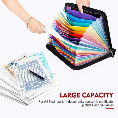 ENGPOW Expanding File Folder, Fireproof File Organizer with 25 Colored Pockets,Labels,Zipper Closure,Fireproof and Water Resistant Safe Storage for Letter A4 Size Paper,Document,Paperwork in Saudi Arabia