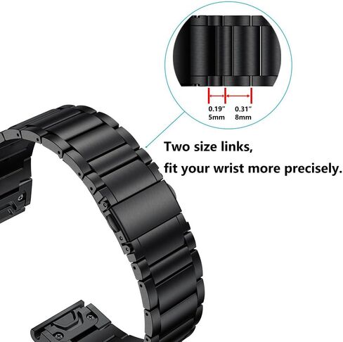 سوار LDFAS Fenix ​​6X Pro/5X، علاج مغناطيسي سريع الفك سهل التركيب 26 مم من الفولاذ المقاوم للصدأ متوافق مع Garmin Fenix ​​6X/6X Pro/5X/5X Plus/3/3HR/Descent Mk1 الذكية in Kuwait