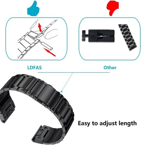 سوار LDFAS Fenix ​​6X Pro/5X، علاج مغناطيسي سريع الفك سهل التركيب 26 مم من الفولاذ المقاوم للصدأ متوافق مع Garmin Fenix ​​6X/6X Pro/5X/5X Plus/3/3HR/Descent Mk1 الذكية in Kuwait