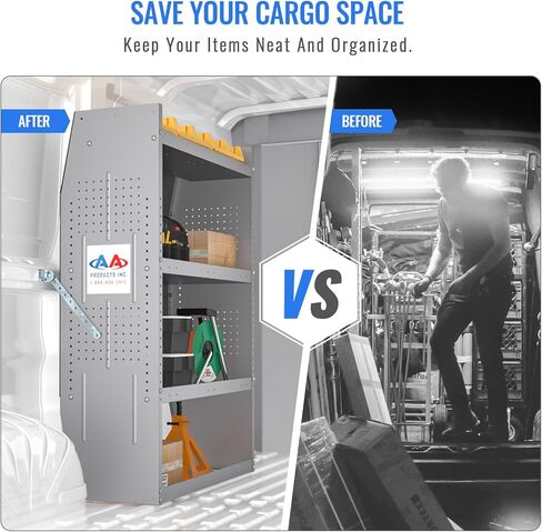 AA Products Inc. نظام تخزين رفوف فولاذي SH-4303 يناسب NV200 وTransit Connect 2014+ وChevy City Express، وحدة رفوف محيطة، 32 بوصة عرض × 43 بوصة ارتفاع × 13 بوصة عمق in Kuwait