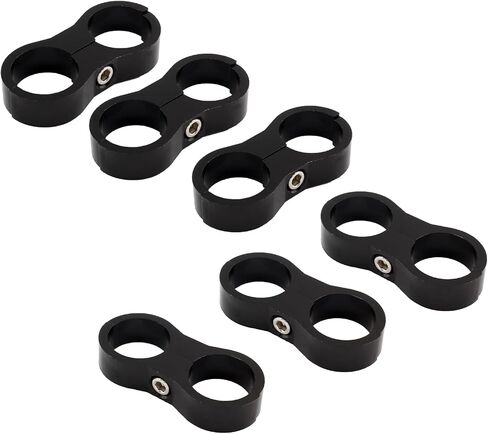 Unlorspy 6Pcs AN12 Black Hose Separator Clamps,Black Hose Aluminum Clamps, 24mm Inner Dia Dual Fuel line Mounting Clamps for Water Pipe, Oil Line, Brake Line and Fuel Hose in Saudi Arabia