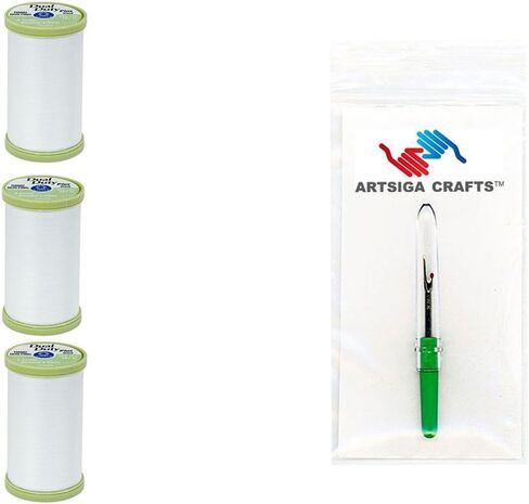 Coats & Clark Sewing Thread Dual Duty Plus Hand Quilting Cotton Thread 325 Yards (3-Pack) White Bundle with 1 Artsiga Crafts Seam Ripper S960-0100-3P in Saudi Arabia