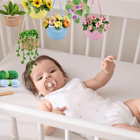 مجموعة كروشيه Timgle للمبتدئين، 6 قطع من نبات الكروشيه المحبوك للسيارة، نبات كروشيه معلق بوعاء لطيف مع تعليمات سهلة الاتباع وإكسسوارات كروشيه للديكور المبتدئ للأطفال البالغين in Saudi Arabia