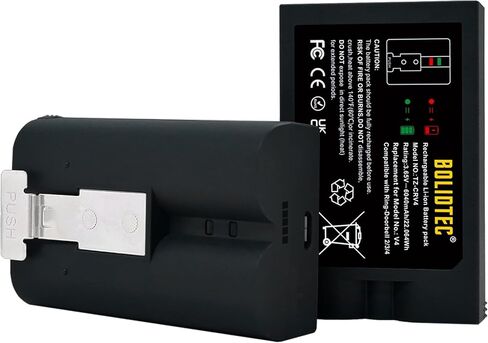 BolidTec 1 حزمة بطارية قابلة للشحن Ring متوافقة مع Ring Video Doorbell 4/3/2 بطارية كاميرا لاصقة (الجيل الثاني والثالث) 3.65 فولت 6040 مللي أمبير في الساعة ذات سعة عالية in Kuwait