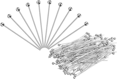 PATIKIL 500Pcs Silver Plated Ball Head Pins Jewelry Making 24 Gauge 40mm Wire Head Pins Brass Round Ball Head Pins Metal End Head Pins for DIY Craft Necklaces Bracelets Earrings in Saudi Arabia