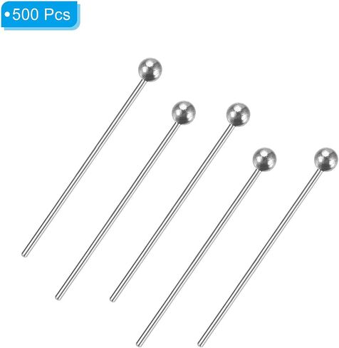 PATIKIL 500Pcs Silver Plated Ball Head Pins Jewelry Making 24 Gauge 40mm Wire Head Pins Brass Round Ball Head Pins Metal End Head Pins for DIY Craft Necklaces Bracelets Earrings in Saudi Arabia