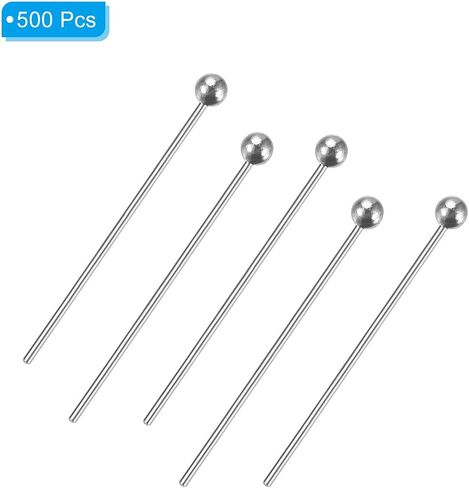 PATIKIL 500Pcs Silver Plated Ball Head Pins Jewelry Making 24 Gauge 40mm Wire Head Pins Brass Round Ball Head Pins Metal End Head Pins for DIY Craft Necklaces Bracelets Earrings in Saudi Arabia