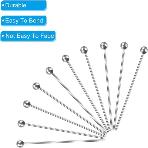 PATIKIL 500Pcs Silver Plated Ball Head Pins Jewelry Making 24 Gauge 40mm Wire Head Pins Brass Round Ball Head Pins Metal End Head Pins for DIY Craft Necklaces Bracelets Earrings in Saudi Arabia