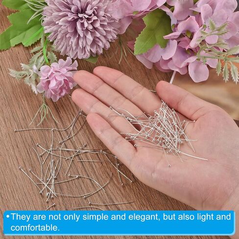 PATIKIL 500Pcs Silver Plated Ball Head Pins Jewelry Making 24 Gauge 40mm Wire Head Pins Brass Round Ball Head Pins Metal End Head Pins for DIY Craft Necklaces Bracelets Earrings in Saudi Arabia