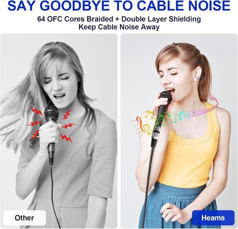 Heams Professional 2 Pack 6FT XLR Cables, Noise Free and Long-Lasting Braided XLR Microphone Cable, All Copper Conductors Balanced Male to Female Mic Cable for Studio Monitor, Mixer, DMX, Black in Saudi Arabia