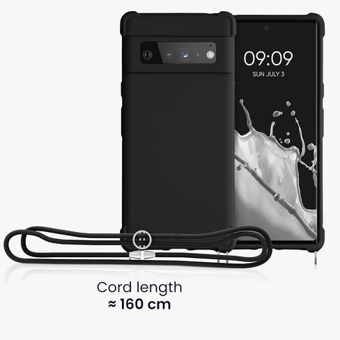 حافظة كروس kwmobile متوافقة مع حافظة Google Pixel 6 Pro - غطاء سيليكون TPU مع حزام - أزرق فاتح in Saudi Arabia