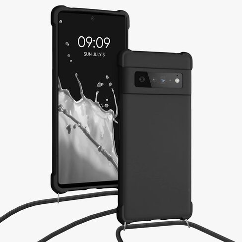 حافظة كروس kwmobile متوافقة مع حافظة Google Pixel 6 Pro - غطاء سيليكون TPU مع حزام - أزرق فاتح in Saudi Arabia