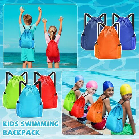 Cosblank 6 Pcs Bulk Swimming Backpacks for Kids Drawstring Swim Bags for Swimmers Gymnastics Bag Swim Gymsack Cinch Pouch with 2 Water Bottle Holder for Child Boy Girl Outdoor Sport Gym Beach Travel in Saudi Arabia
