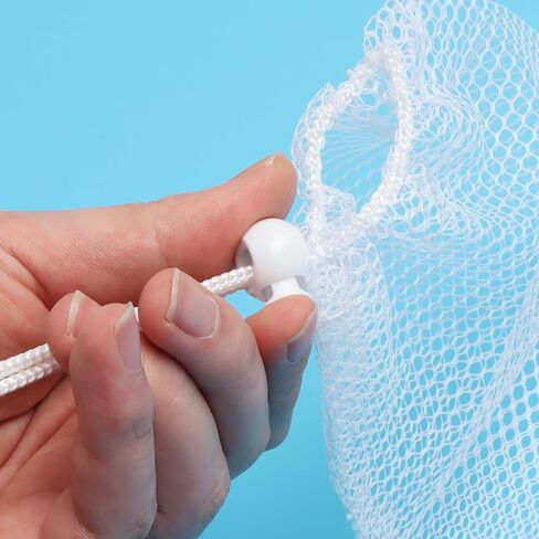 Yzyil 16 قطعة من حقيبة الرباط الشبكية من النايلون، 5.5 × 7.5 بوصة أكياس شبكية صغيرة برباط شبكي مع رباط منزلق لألعاب الشاطئ، وحقائب شبكية والسفر (أبيض) in Kuwait