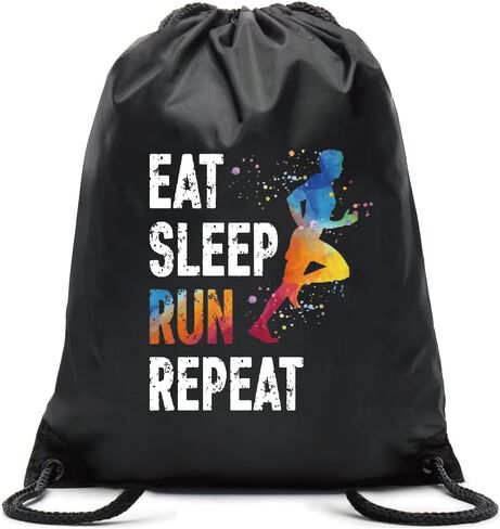 Pishovi Eat Sleep Run Man Repeat Drawstring Waterproof Backpack, Run Sports Bag for Men, Run Player Gifts, Run Gift for Run Lover Run Fan, Run Lover Gift Idea in Saudi Arabia