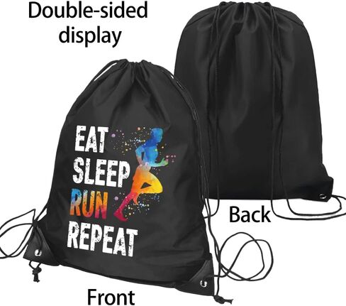 Pishovi Eat Sleep Run Man Repeat Drawstring Waterproof Backpack, Run Sports Bag for Men, Run Player Gifts, Run Gift for Run Lover Run Fan, Run Lover Gift Idea in Saudi Arabia