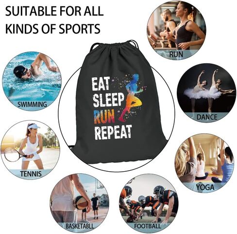 Pishovi Eat Sleep Run Man Repeat Drawstring Waterproof Backpack, Run Sports Bag for Men, Run Player Gifts, Run Gift for Run Lover Run Fan, Run Lover Gift Idea in Saudi Arabia