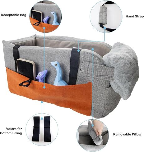 Dog Car Seat for Small Dog, Portable Console Booster Car Seats for Pets, Dog Booster Seat for Travel or Outgoing with a Plush Cushion in Saudi Arabia
