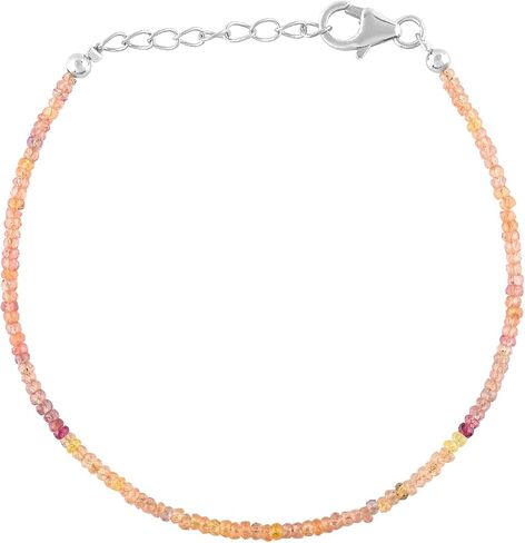 QNAVIC Natural Fire Black Opal Beads Stones Choker Bangle Bracelet for Women, Healing Chakra Crystals, Birthstone Jewelry, Rhodium Plating 925 Sterling Silver 8 inch, Mother's Day Gift for her in Saudi Arabia