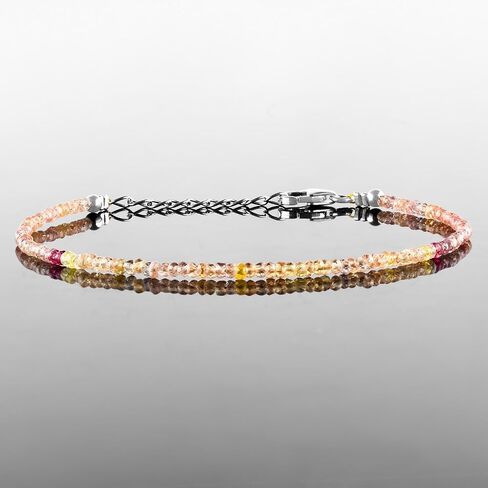 QNAVIC Natural Fire Black Opal Beads Stones Choker Bangle Bracelet for Women, Healing Chakra Crystals, Birthstone Jewelry, Rhodium Plating 925 Sterling Silver 8 inch, Mother's Day Gift for her in Saudi Arabia