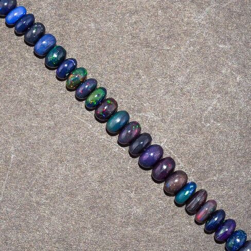QNAVIC Natural Fire Black Opal Beads Stones Choker Bangle Bracelet for Women, Healing Chakra Crystals, Birthstone Jewelry, Rhodium Plating 925 Sterling Silver 8 inch, Mother's Day Gift for her in Saudi Arabia