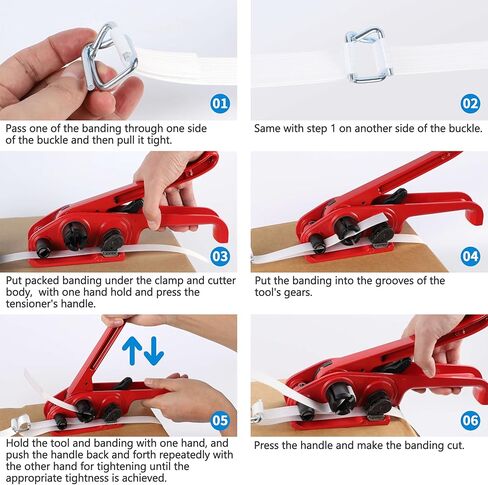مجموعة أشرطة التغليف Hawaminent - 3/4 بوصة × 330 قدم من البوليستر المنسوج من مادة البولي بروبيلين، أداة شد الربط، 100 قطعة من الأبازيم الفولاذية، قوة الشد، عبوة مرنة قابلة لإعادة الاستخدام in Kuwait