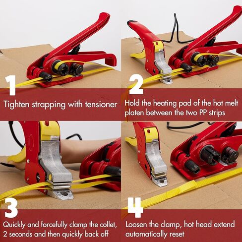 مجموعة شدادات الربط من البوليستر ومجموعة سدادات الربط الكهربائية الساخنة الخالية من الإبزيم مع مجموعة ربط بلاستيكية PP مقاس 1/2 بوصة × 4000 بوصة in Kuwait