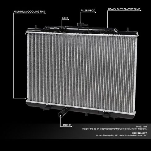 DNA Motoring OEM-RA-13047 OE Style Direct Fit Radiator Compatible with 08-13 Nissan Rouge,Black/Metallic in Kuwait