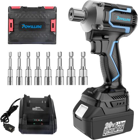 Powilling Impact Driver Kit - 20V Electric 1/4 Inch Hex Impact Drill/Driver Set，2 Variable Speed, with 6.0Ah Battery and Charger, 14Pcs Socket and Tool Case Includ in Saudi Arabia