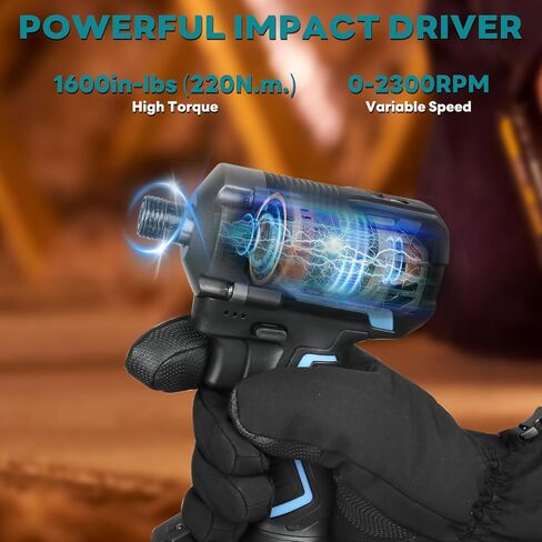 Powilling Impact Driver Kit - 20V Electric 1/4 Inch Hex Impact Drill/Driver Set，2 Variable Speed, with 6.0Ah Battery and Charger, 14Pcs Socket and Tool Case Includ in Saudi Arabia