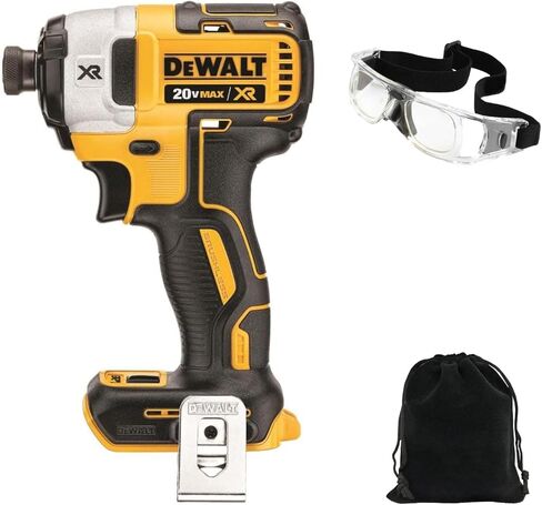 DEWALT 20V Tools MAX XR Impact Driver، أدوات Dewalt، بدون فرش، 3 سرعات، 1/4 بوصة، تتضمن نظارات أمان وحقيبة تخزين (DCF887B) in Kuwait