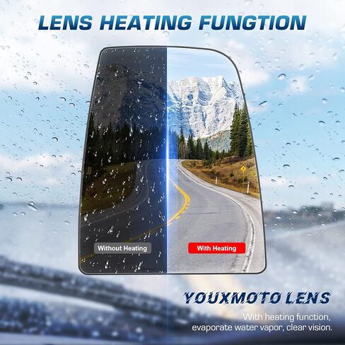 Youxmoto Passenger Right Side Mirror Glass, Fits For Ford Transit T150 T250 T350 2015 2016 2017 2018 2019 2021 2022 Heated Convex Mirror, With Backing Plate, Fits For CK4Z17K707D in Saudi Arabia