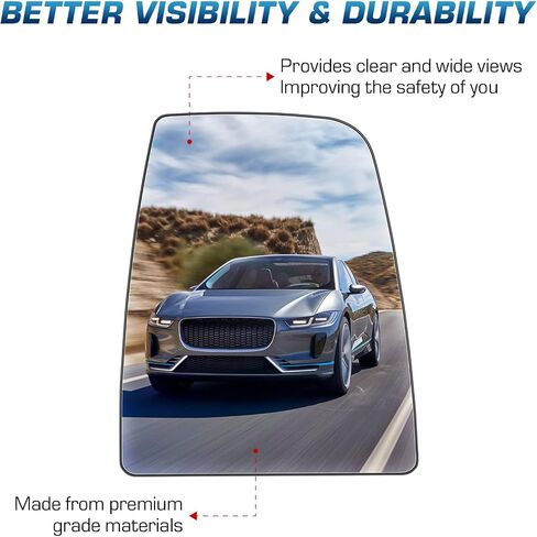 Youxmoto Passenger Right Side Mirror Glass, Fits For Ford Transit T150 T250 T350 2015 2016 2017 2018 2019 2021 2022 Heated Convex Mirror, With Backing Plate, Fits For CK4Z17K707D in Saudi Arabia
