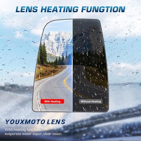 Youxmoto Passenger Right Side Mirror Glass, Fits For Ford Transit T150 T250 T350 2015 2016 2017 2018 2019 2021 2022 Heated Convex Mirror, With Backing Plate, Fits For CK4Z17K707D in Saudi Arabia