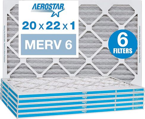 Aerostar 18x18x1 MERV 6 Pleated Air Filter, AC Furnace Air Filter, 6 Pack (Actual Size: 17 3/4"x17 3/4"x3/4") in Saudi Arabia