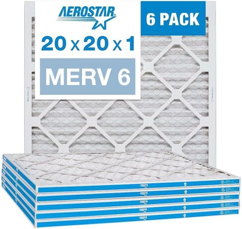 Aerostar 18x18x1 MERV 6 Pleated Air Filter, AC Furnace Air Filter, 6 Pack (Actual Size: 17 3/4"x17 3/4"x3/4") in Saudi Arabia