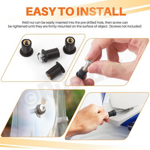 Rustark 37Pcs M4 M5 M6 Rubber Well Nuts Assortment Kit Black Neoprene Well Nuts Expansion Brass Nuts Windshield Fairing Nuts Windscreen Rubber Nut for Fairing Kayak Motorcycle Boat in Saudi Arabia