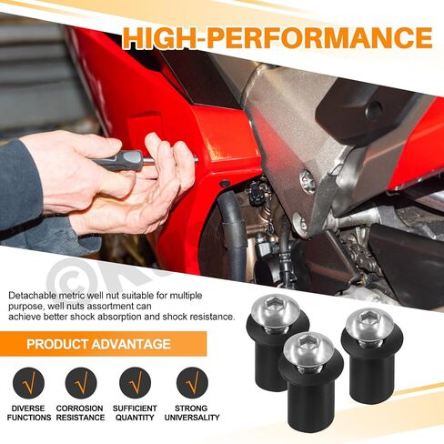 Rustark 37Pcs M4 M5 M6 Rubber Well Nuts Assortment Kit Black Neoprene Well Nuts Expansion Brass Nuts Windshield Fairing Nuts Windscreen Rubber Nut for Fairing Kayak Motorcycle Boat in Saudi Arabia