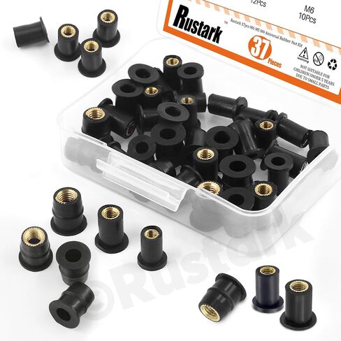 Rustark 37Pcs M4 M5 M6 Rubber Well Nuts Assortment Kit Black Neoprene Well Nuts Expansion Brass Nuts Windshield Fairing Nuts Windscreen Rubber Nut for Fairing Kayak Motorcycle Boat in Saudi Arabia