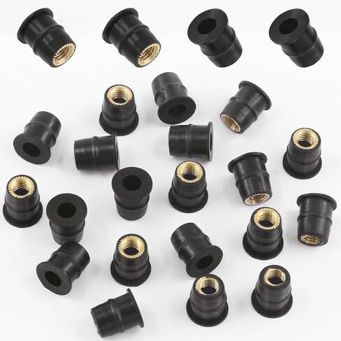 Rustark 37Pcs M4 M5 M6 Rubber Well Nuts Assortment Kit Black Neoprene Well Nuts Expansion Brass Nuts Windshield Fairing Nuts Windscreen Rubber Nut for Fairing Kayak Motorcycle Boat in Saudi Arabia