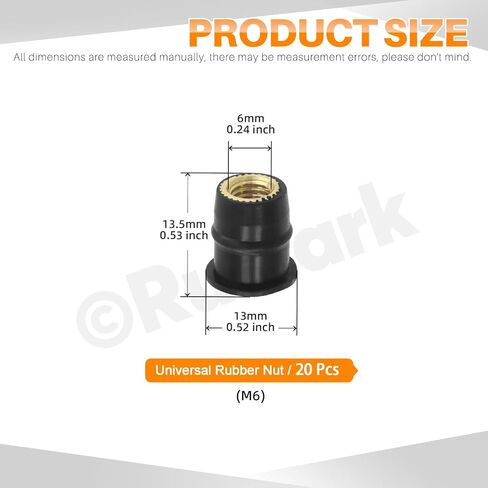 Rustark 37Pcs M4 M5 M6 Rubber Well Nuts Assortment Kit Black Neoprene Well Nuts Expansion Brass Nuts Windshield Fairing Nuts Windscreen Rubber Nut for Fairing Kayak Motorcycle Boat in Saudi Arabia