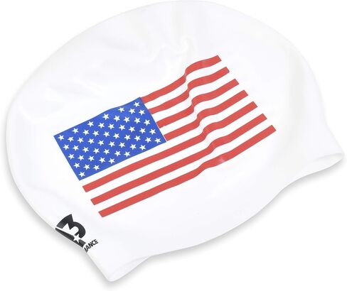 A3 Performance American Flag Swim Cap - Non-Wrinkle Silicone USA Flag Cap - American Flag - Represent The USA - Comfortable Swimming Caps for Men, Women, Adults in Saudi Arabia