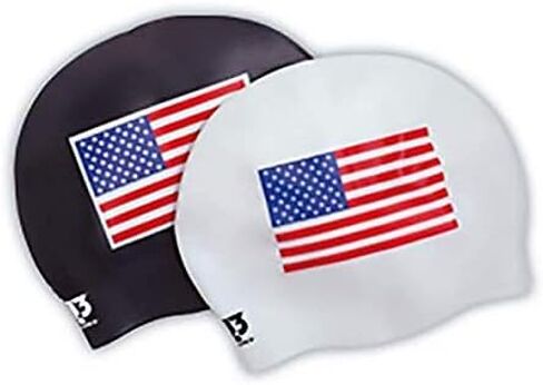 A3 Performance American Flag Swim Cap - Non-Wrinkle Silicone USA Flag Cap - American Flag - Represent The USA - Comfortable Swimming Caps for Men, Women, Adults in Saudi Arabia