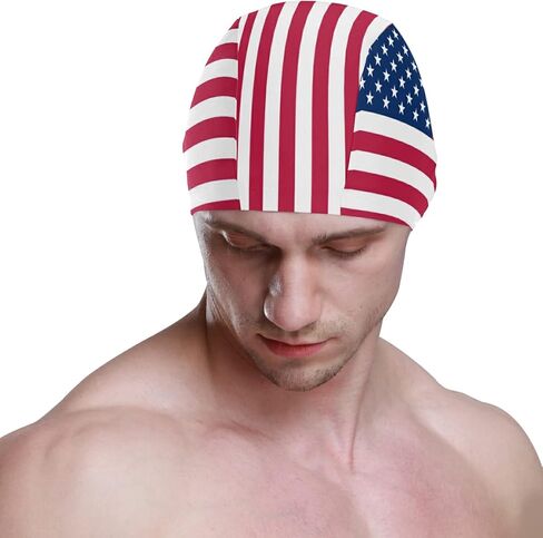 Dallonan Swimming Cap Flag Unisex Adult Swim Cap Polyester in Saudi Arabia