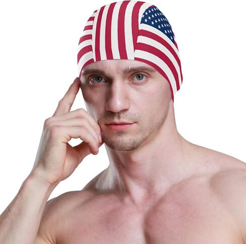 Dallonan Swimming Cap Flag Unisex Adult Swim Cap Polyester in Saudi Arabia